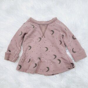 Childhoods Crewneck Lunar Mauve Moon Peplum Ruffle Long Sleeve‎ Sweatshirt 3-6M